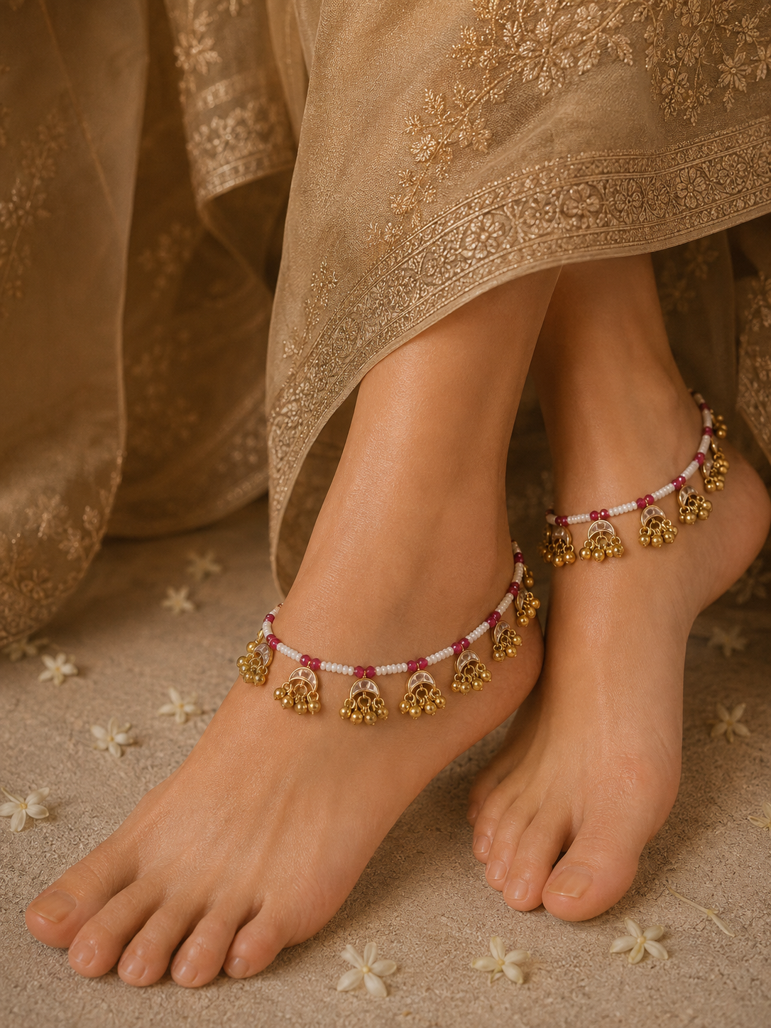Ruby & Gold Ghungroo Payal