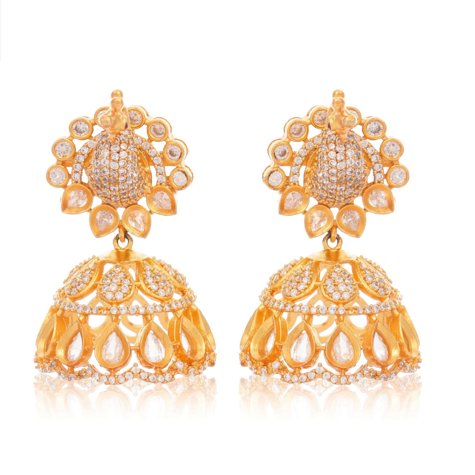 Grand Polki Lotus Jhumka Earrings - pair view